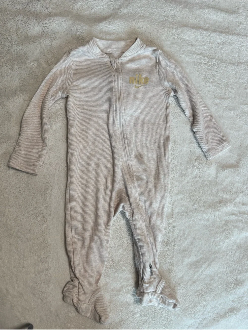 Carter's Ribbed Zip Footed Sleepsuits - White, Dusty Blue, Warm Tan (4-Pack)